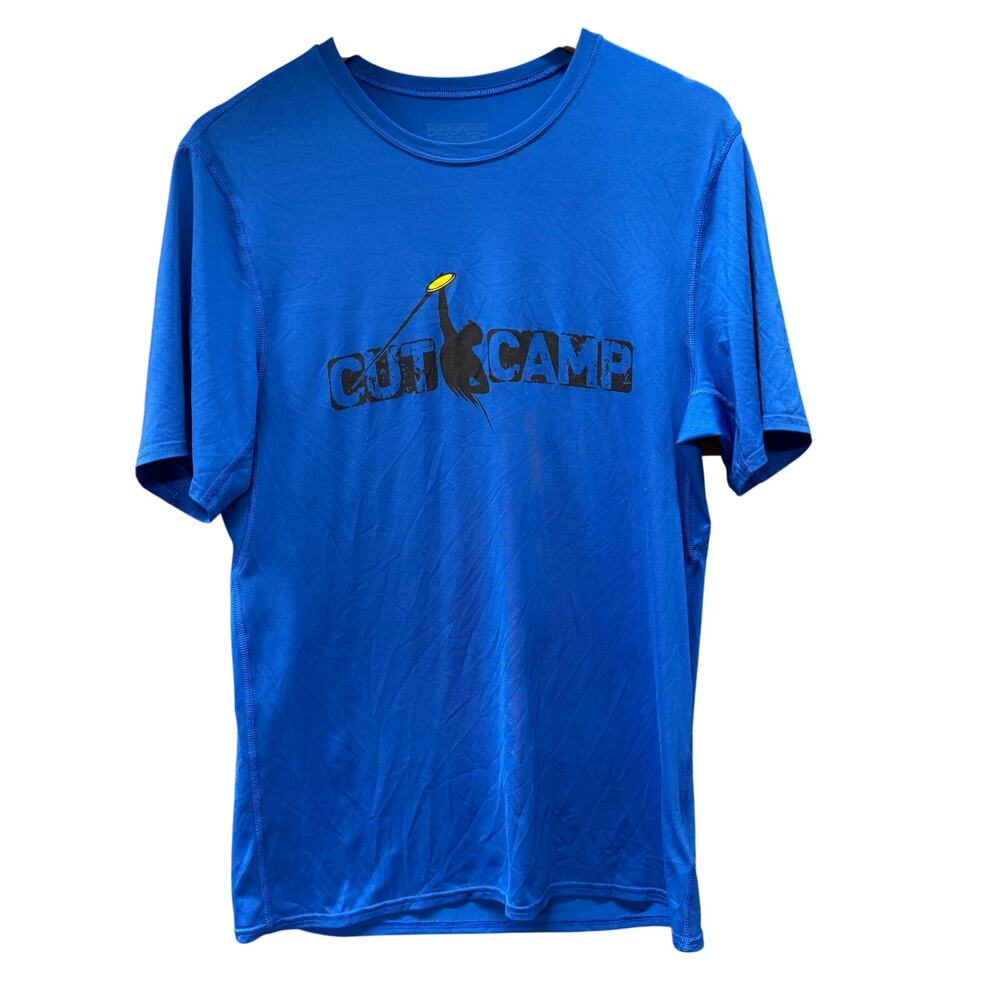 Patagonia Capilene Shirt Mens Medium Blue Sleeve Base Layer CUT CAMP‎ Logo